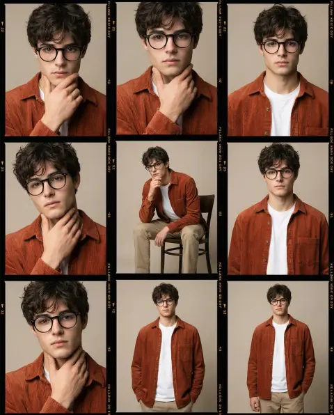 Terracotta corduroy texture male model fashion shoot