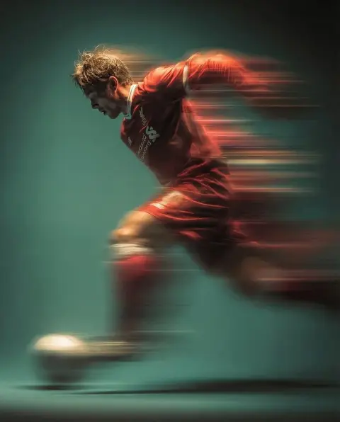 The afterimage of the assassin in red volleying in the air