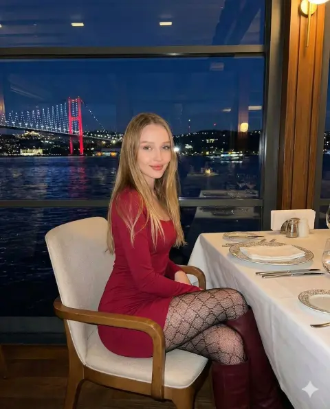 The crimson beauty at night on the Bosphorus