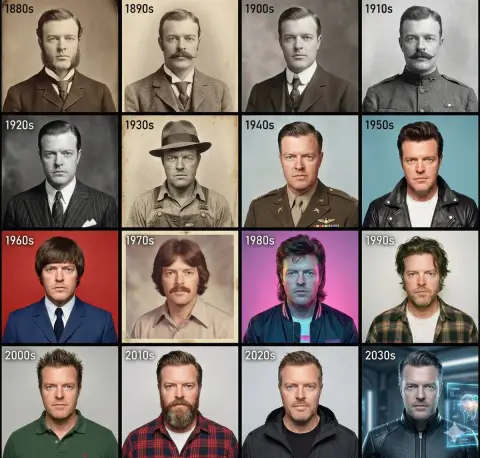 The evolution of retro fashion portraits across a century of time