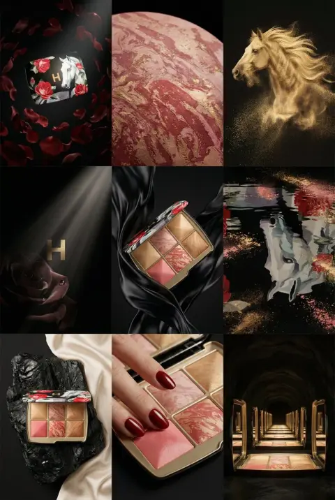 The fantasy of rose equestrian makeup galloping through the dark night