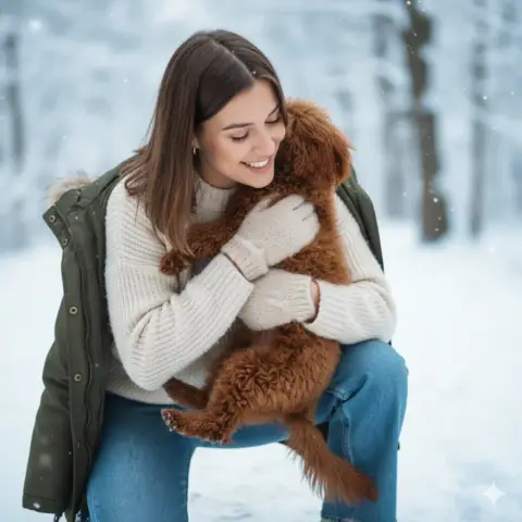 The gentle healing moment of hugging your dog under the dappled light and shadow