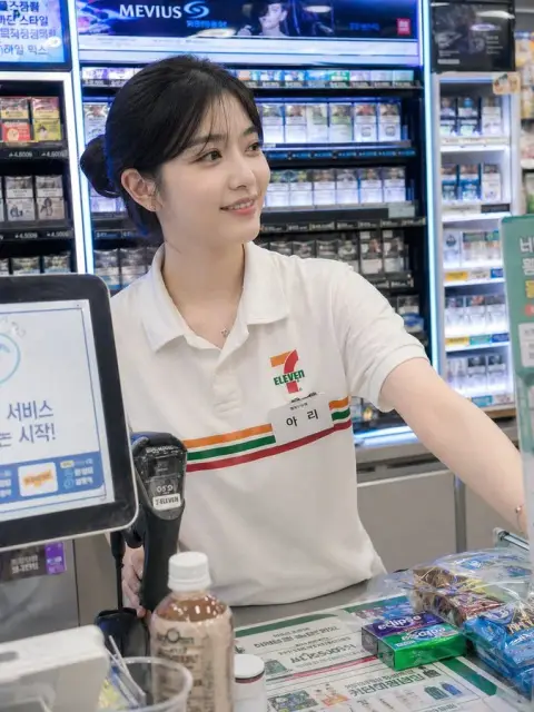 The gentle Korean cashier in the convenience store