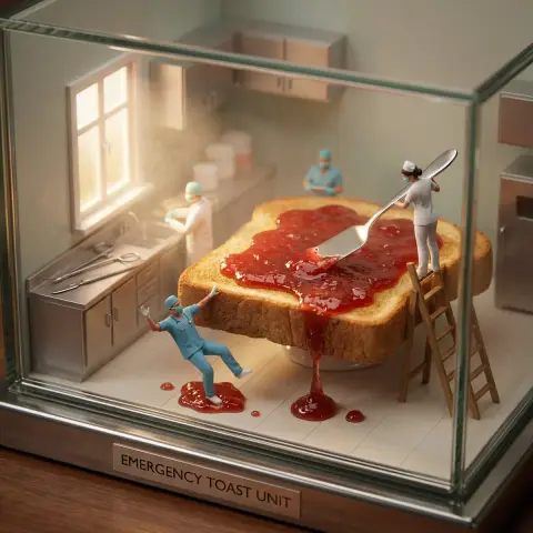 The giant toast and the slipping doctor in the microscopic world