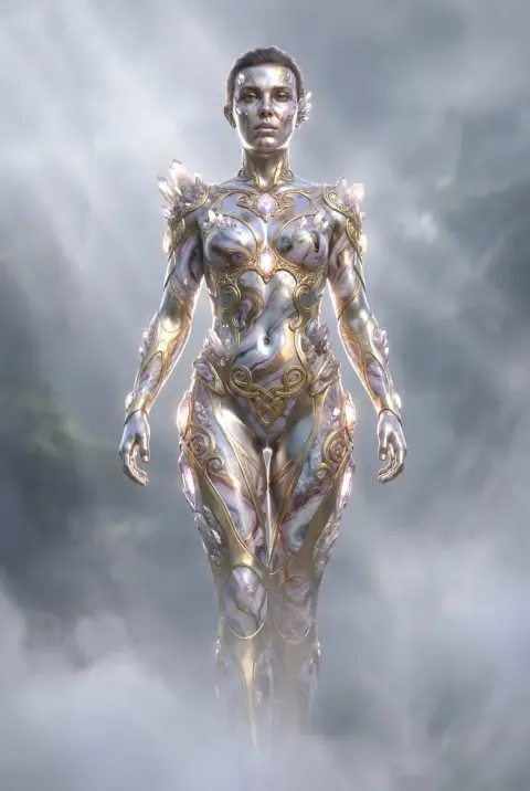 The goddess of gold, silver, gems and metals who travels through the mist