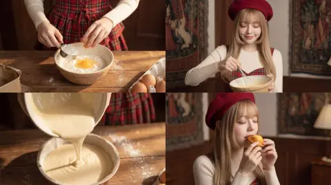 The healing girl’s baking routine, the warm time when the flour is flying