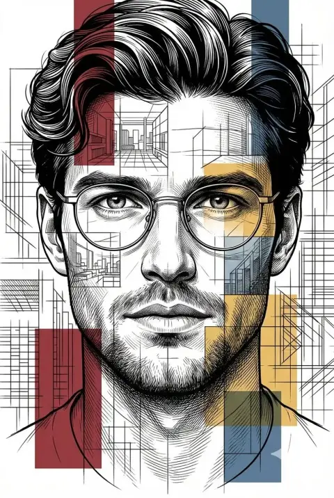 The intellectual face of the future deconstructed by blueprint