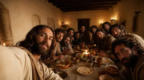 The last supper modern selfie style