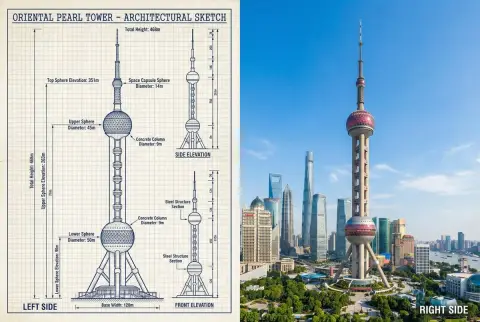The majestic Great Wall intertwined with blueprints and real scenes