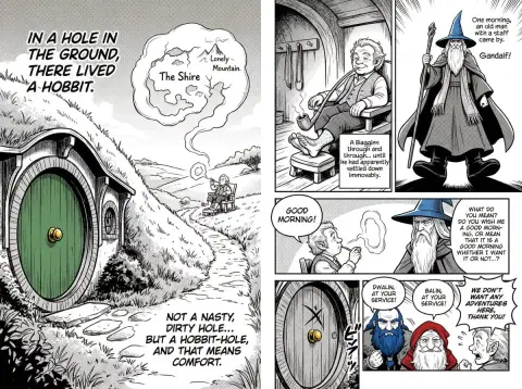 The opening chapter of a classic black and white comic drawn with smooth ink lines