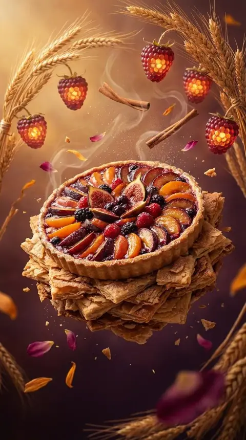 The secret land of floating fruit tarts in the dream orchard