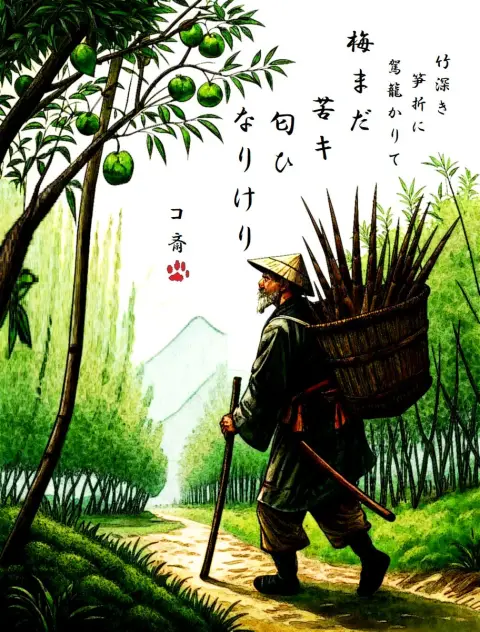 The shadow of the sedan chair is swaying in the quiet path of the bamboo forest, and the bitter fragrance of the remaining plum blossoms is lingering