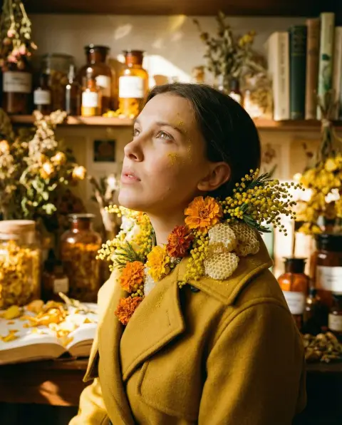 The surreal golden silhouette of the Saffron Workshop
