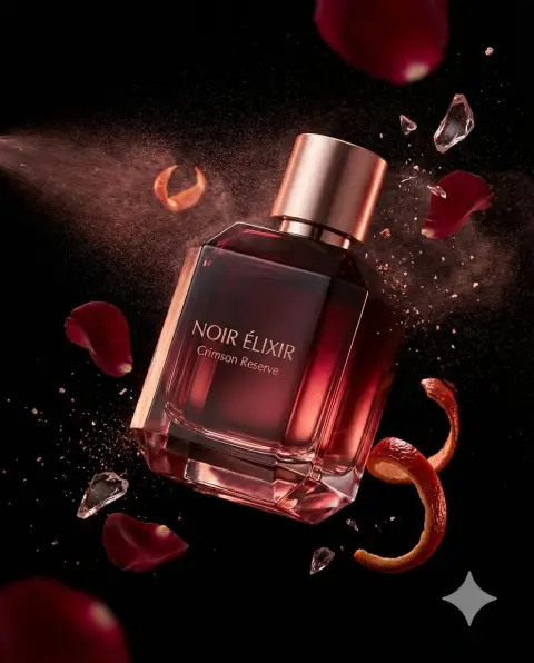 The suspended illusion of deep ruby ​​perfume