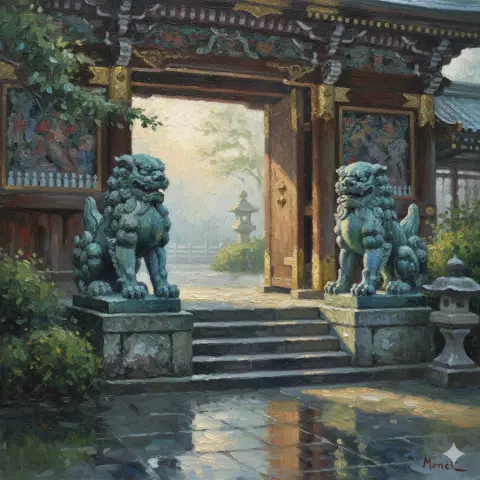 The Tang Lion of Yangmingmen painted by Monet