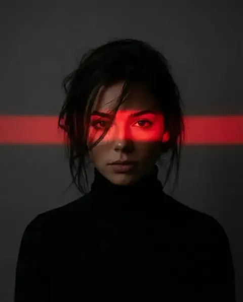 The ultimate gaze that tears apart the shadows with red light