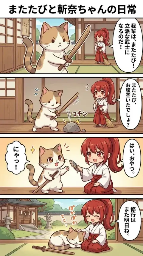 The warm daily life of a red-haired girl and her cat