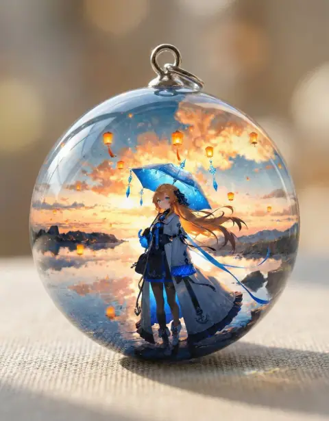 Three-dimensional glossy resin pendant special Q cute illustration