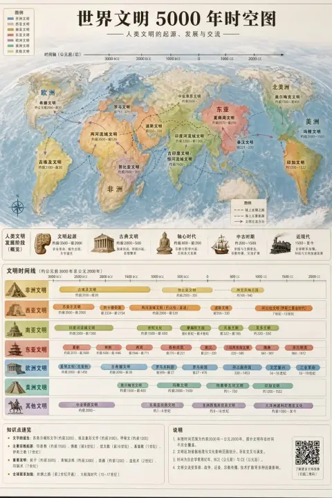 Time and space map of world civilization over five thousand years