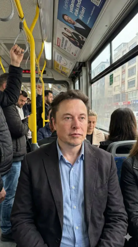 Tired and calm commuters on the morning bus