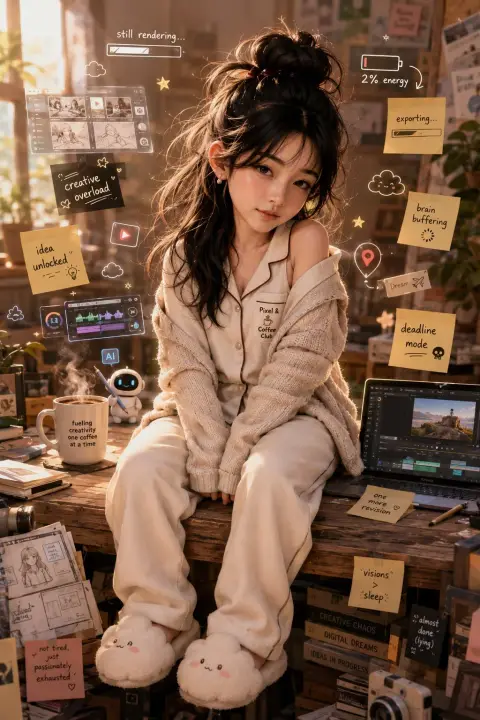 Tired but talented 3D version of Q Meng digital creator