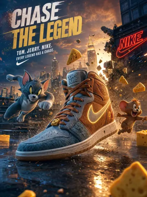 tom jerry nike sneakers poster