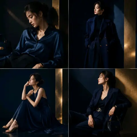 Top fashion brand midnight blue Asian model visual blockbuster