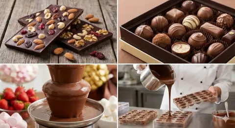 Top luxury handmade chocolate four square grid photography