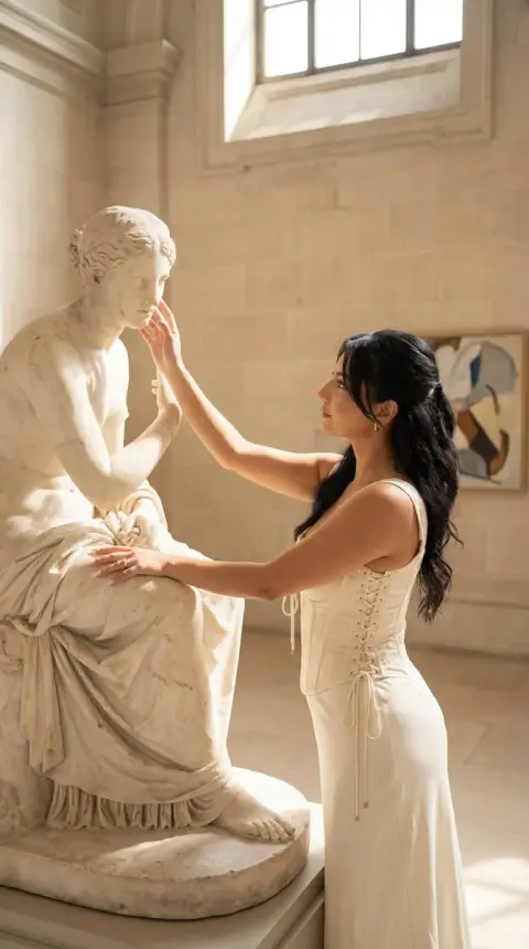 Touching time with your fingertips, beautiful artistic portraits in the museum