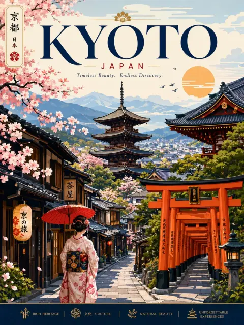 Tourism promotional poster ultra-thin vector illustration