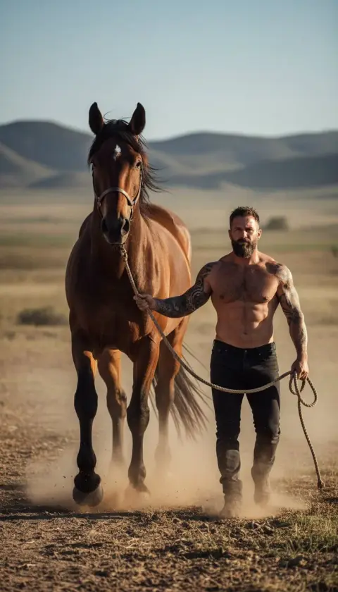 Twilight Wilderness: Giant Horses and Iron-blooded Men Walking Together