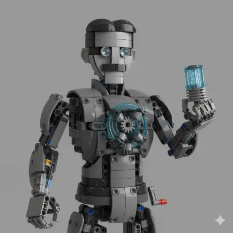 Ultra-realistic Lego Techno style Tesla building block portrait