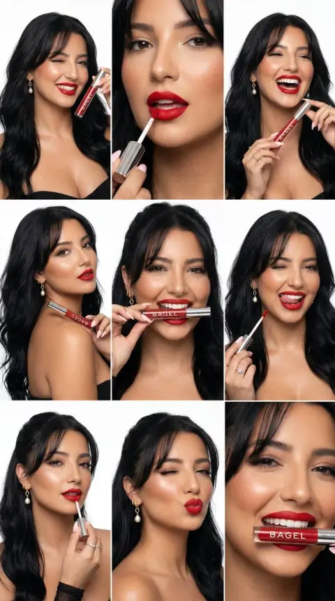 Ultra-realistic red lip beauty makeup blockbuster framed photos