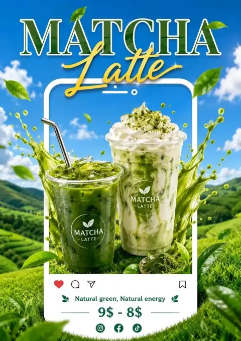 Vibrant pop style lime flavored lemonade advertising poster