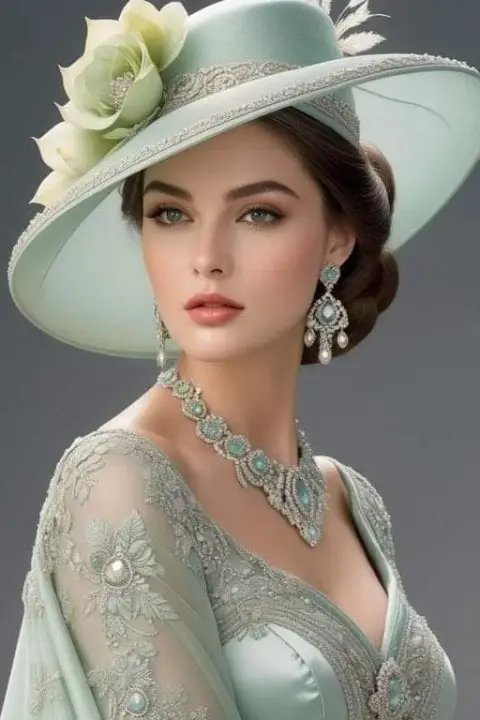 victorian mint green aristocratic beauty portrait