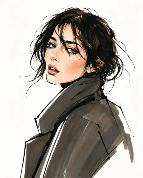 Vogue style simple fashion portrait illustration