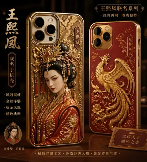 Wang Xifeng gold wire embossed mobile phone case