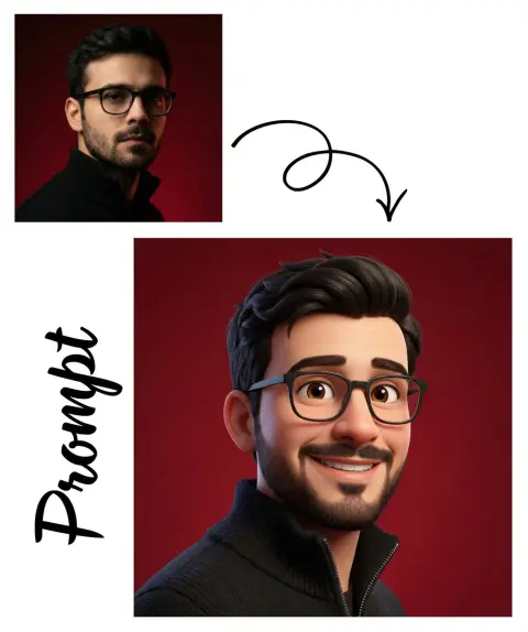 Warm and healing Pixar-style 3D cartoon characters