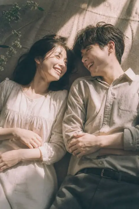 Warm and relaxing moment for young couple