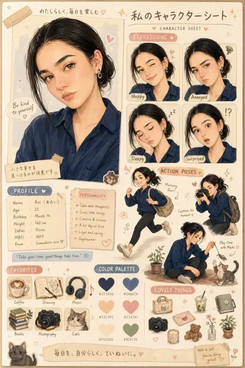 Warm Japanese character setting picture