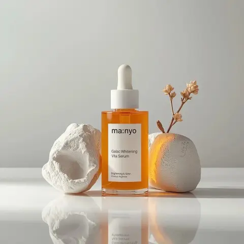 Warm light penetrates the minimalist luxury of amber essence