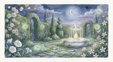 Watercolor Dreamland in the Midnight Enchanted Garden