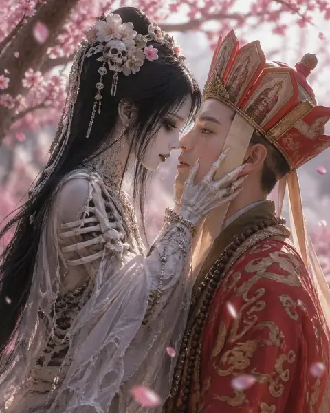 White Bone Essence Cinnabar touches the forehead for a touching moment