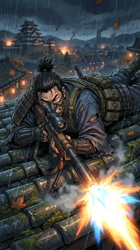 White City warrior lying down and sniping under the moon