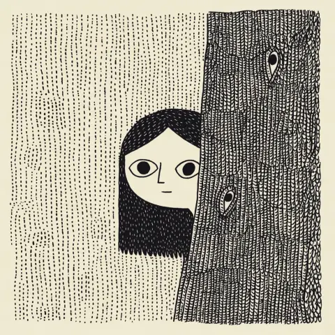 Within a tree lies the face of a cute girl