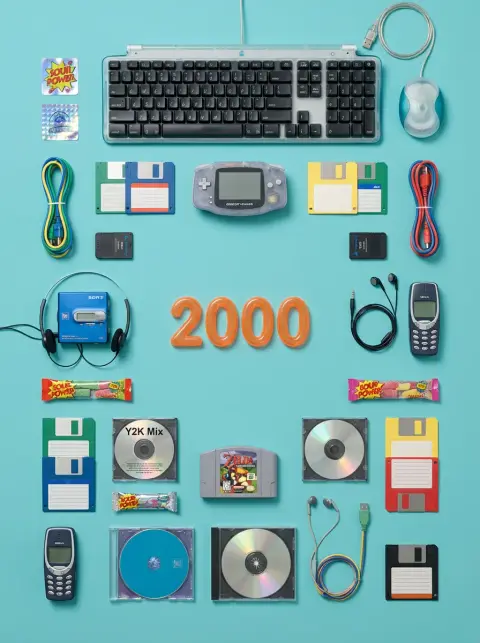 Y2K 2000 Time Capsule Flat Lay