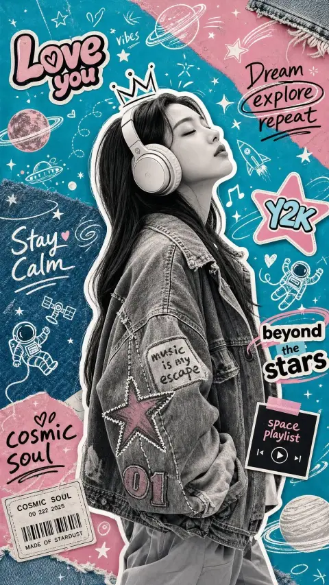 Y2K Millennial Style Collage Scrapbook Music Poster Design