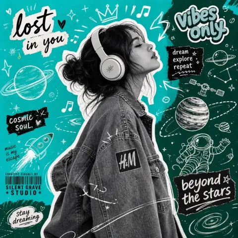 Y2K retro collage style trend poster
