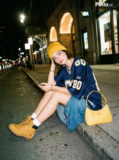 Y2K street flash girl night scene