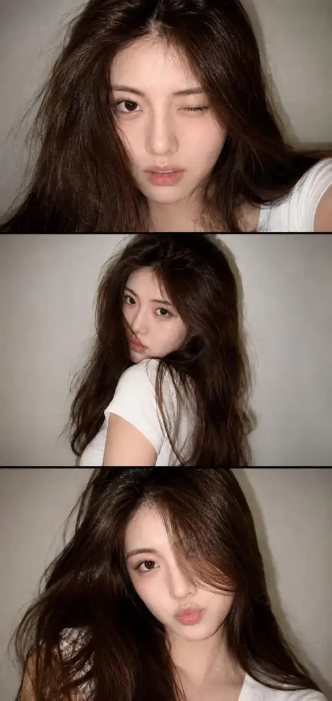 YZK style vertical triptych collage retro girl